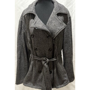 Marilyn and Me Preppy Old Money Academia Double Breasted Lined Pea Coat & Belt
